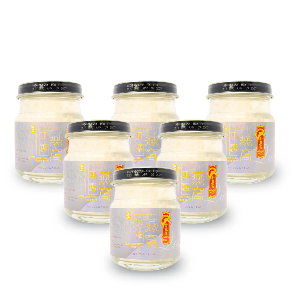 Golden Nest Gift Pack Premium Bird’s Nest Soup - Sugar Free - 6 bottles x 75ml (2.5 oz.) + Free Chrysanthemum Bottle - Image 6