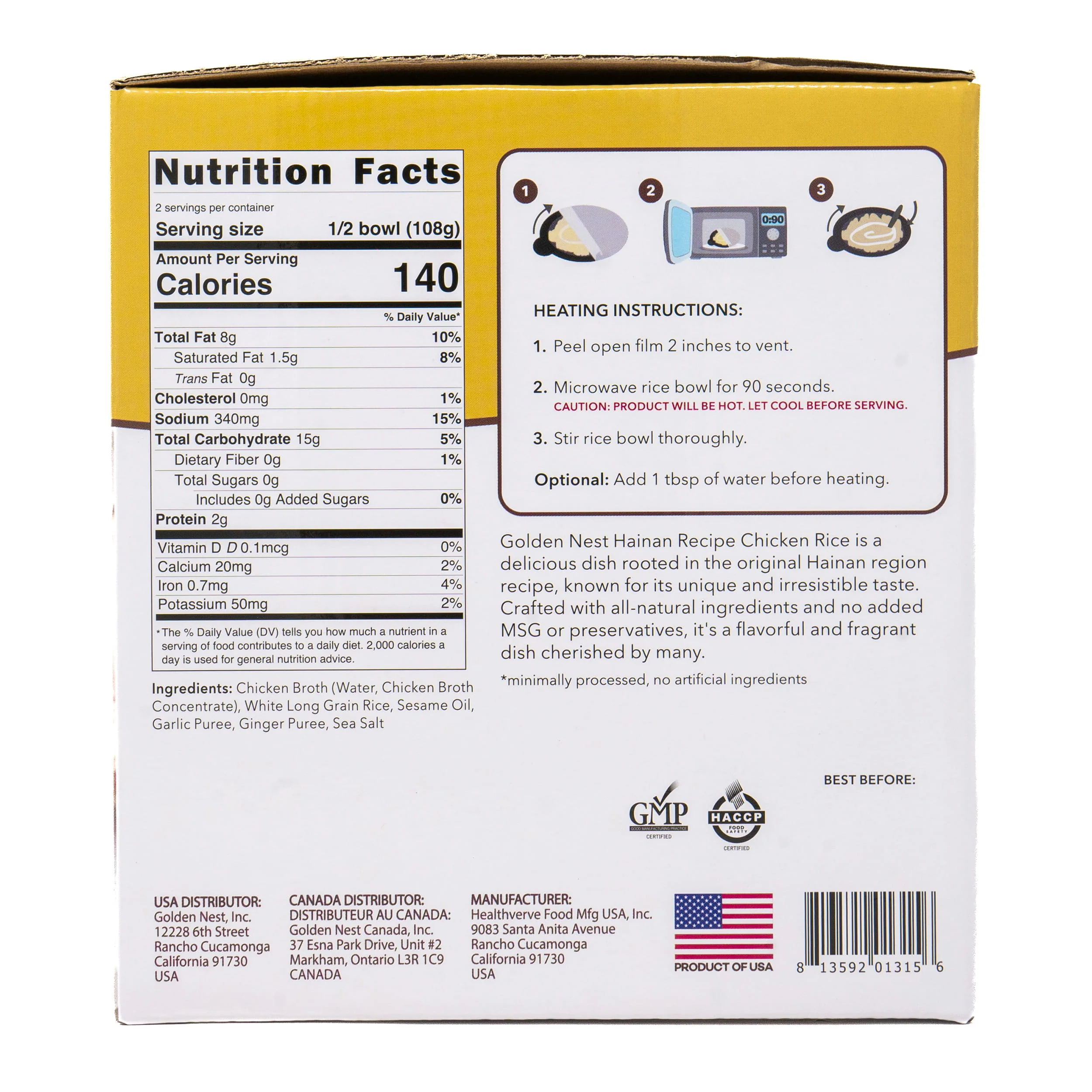 Golden Nest Hainan Style Chicken Rice – 6 Convenient Ready-to-Eat Bowls, 7.6 oz - Image 3