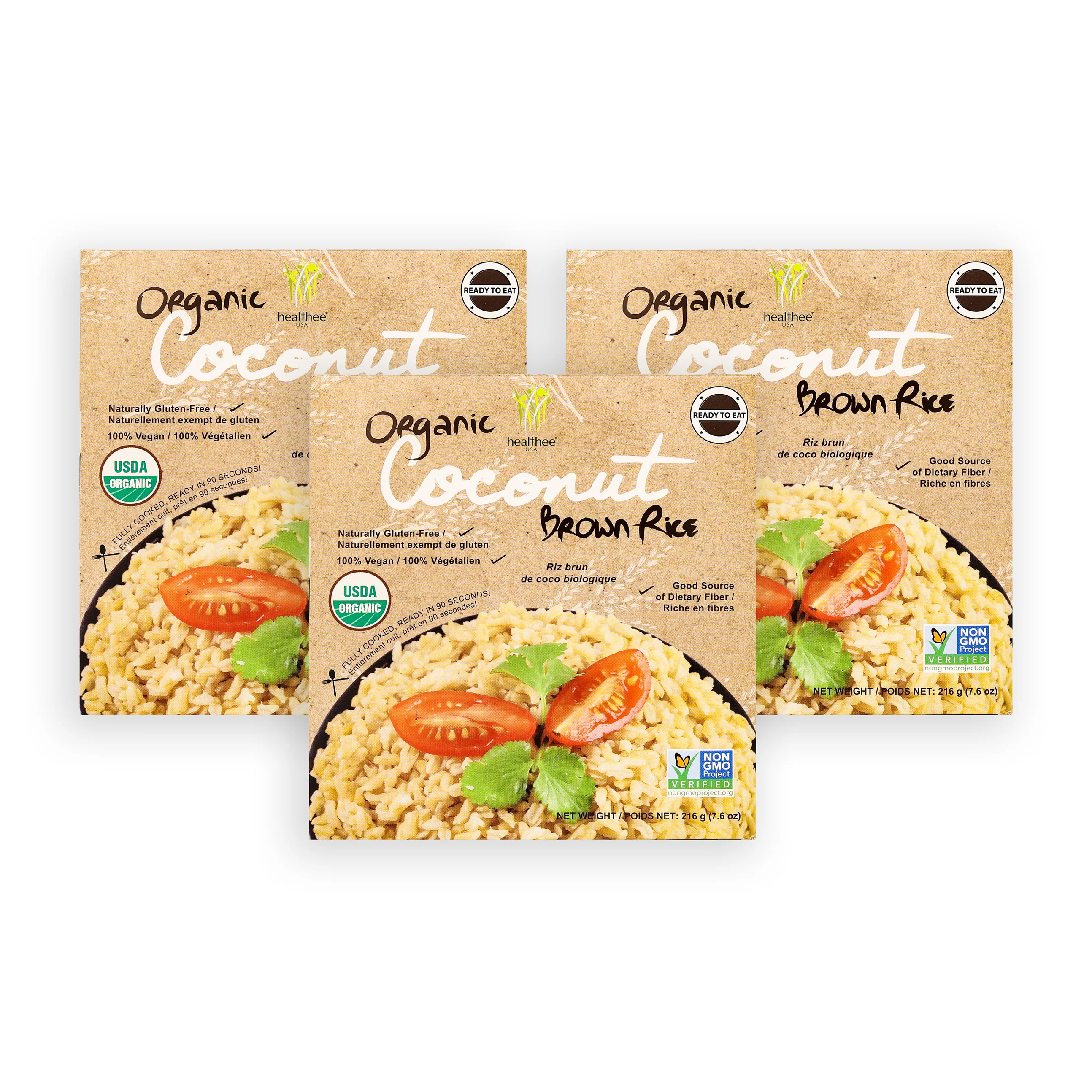 HEALTHEE Organic Coconut Brown Rice - 3 bowls x 216 grams (7.6 oz.) - Image 5