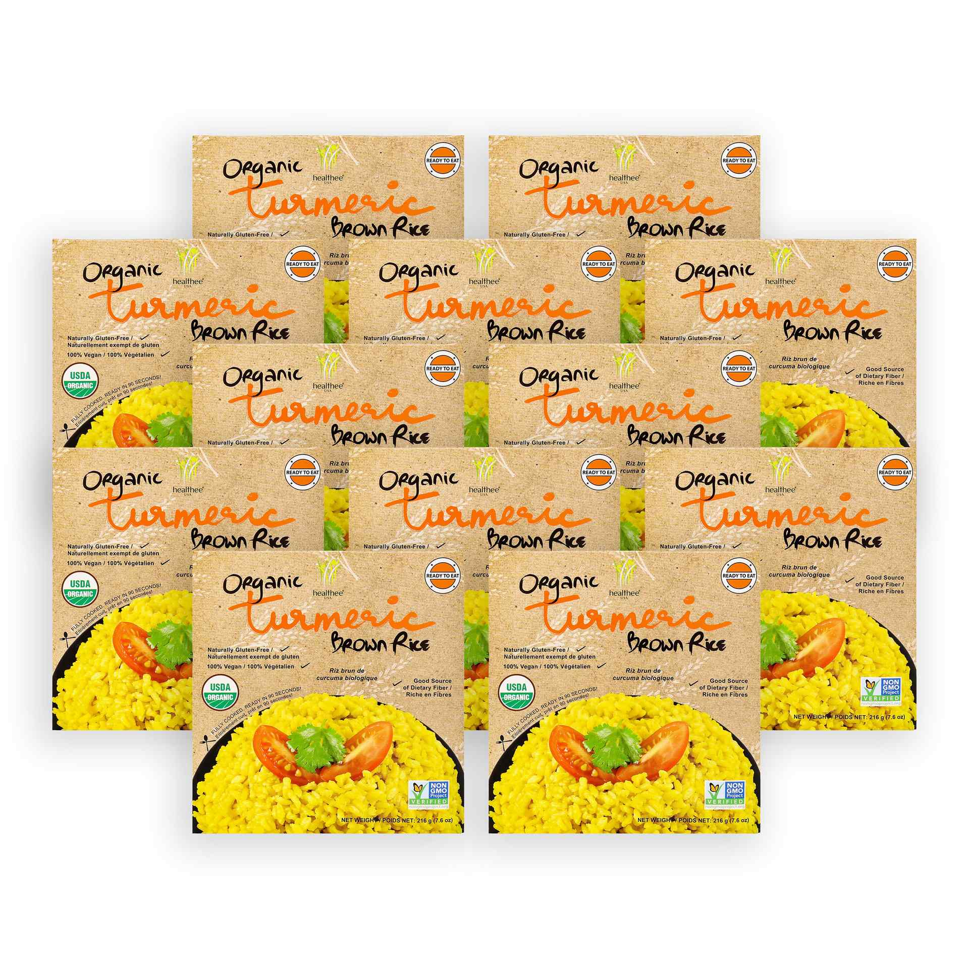 HEALTHEE Organic Turmeric Brown Rice - 3 bowls x 216 grams (7.6 oz.) - Image 6